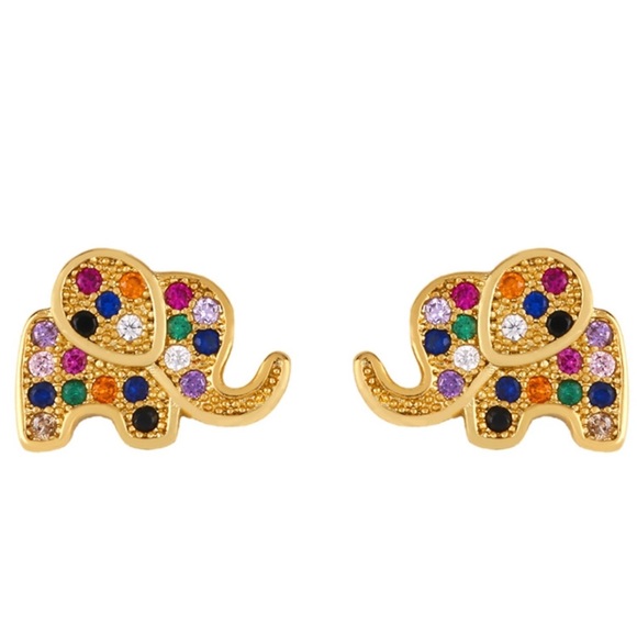 Baby Elephant Stud Earrings - Picture 3 of 3